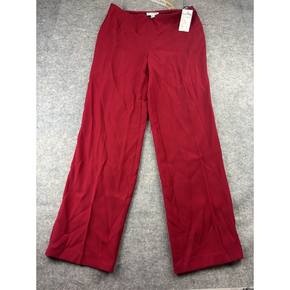 Joseph Ribkoff Red Wide Leg Trousers Dress Pants Size 14 Classy Workwear Preppy